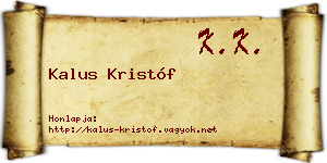 Kalus Kristóf névjegykártya